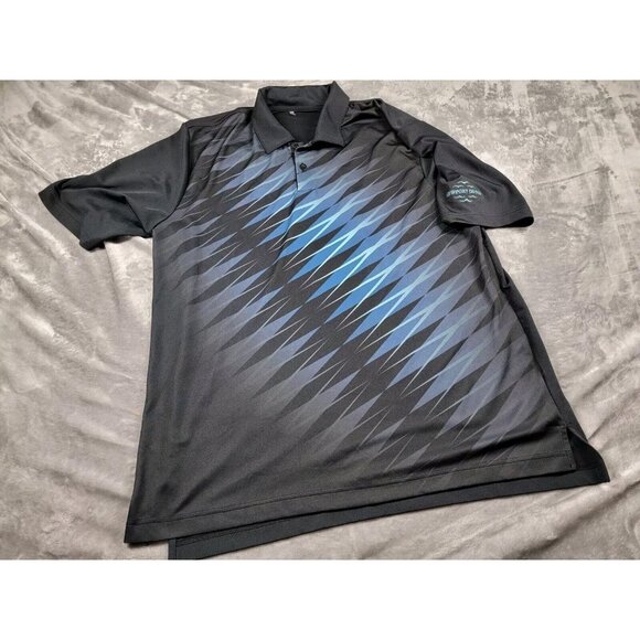 Under Armour Loose Heatgear Polo Shirt Men's XL Black, blue Argyle Short‎ Sleeve - Picture 1 of 7